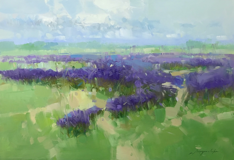 Lavenders, Original oil Painting, Handmade artwork, One of a Kind        